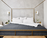 Grey Queen/King Cooling Blanket displayed over queen bed.